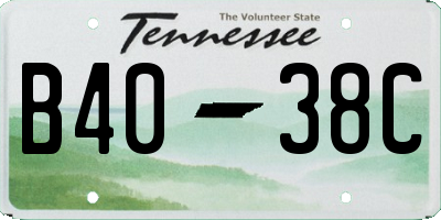 TN license plate B4038C