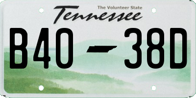 TN license plate B4038D