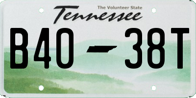 TN license plate B4038T