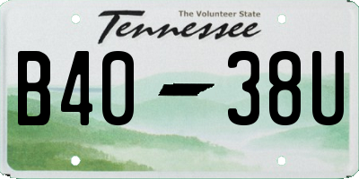 TN license plate B4038U