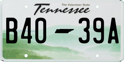 TN license plate B4039A