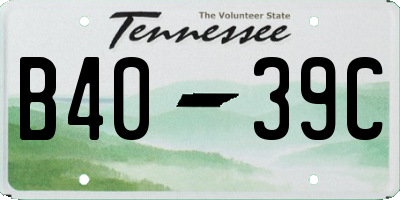 TN license plate B4039C