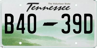 TN license plate B4039D