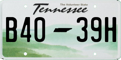 TN license plate B4039H