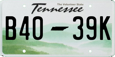TN license plate B4039K