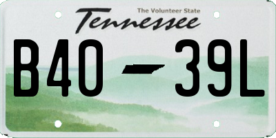 TN license plate B4039L