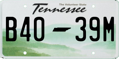 TN license plate B4039M