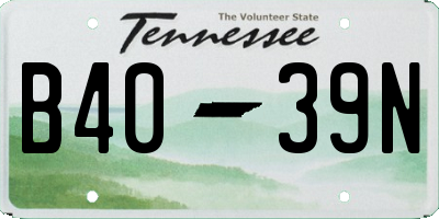 TN license plate B4039N