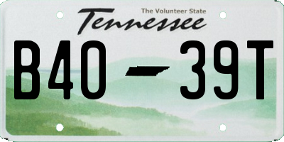 TN license plate B4039T