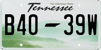 TN license plate B4039W