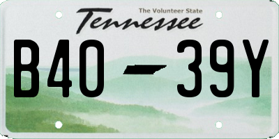 TN license plate B4039Y