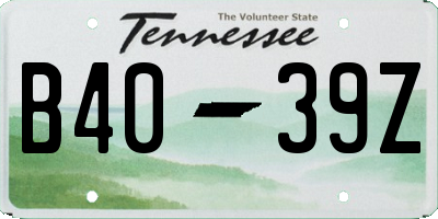 TN license plate B4039Z