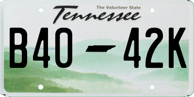 TN license plate B4042K