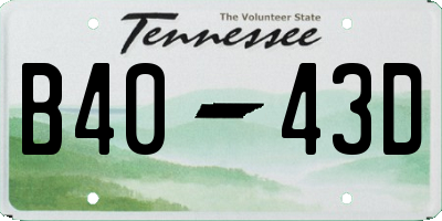 TN license plate B4043D