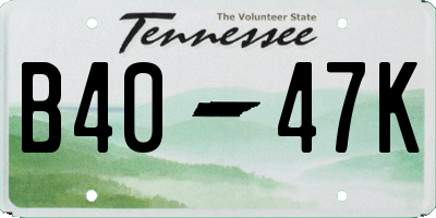 TN license plate B4047K