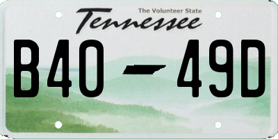 TN license plate B4049D