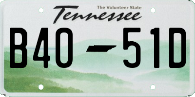 TN license plate B4051D