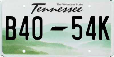 TN license plate B4054K