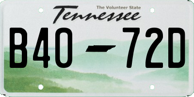 TN license plate B4072D