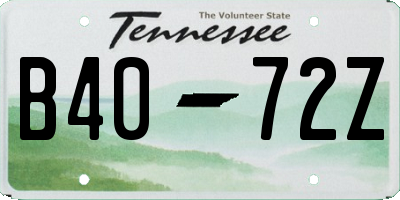 TN license plate B4072Z