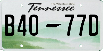 TN license plate B4077D