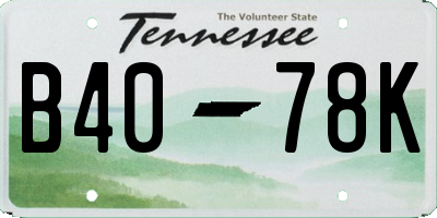 TN license plate B4078K