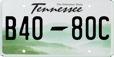 TN license plate B4080C