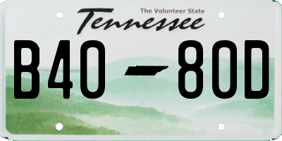 TN license plate B4080D