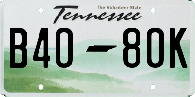 TN license plate B4080K