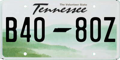 TN license plate B4080Z