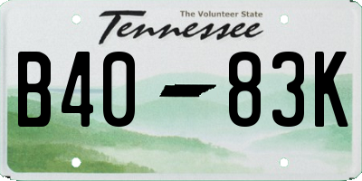TN license plate B4083K