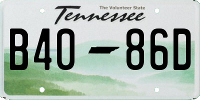 TN license plate B4086D