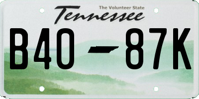 TN license plate B4087K