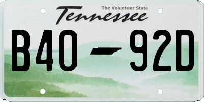 TN license plate B4092D