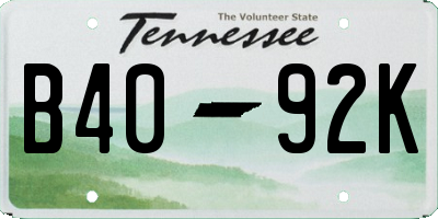 TN license plate B4092K