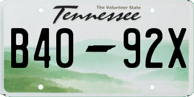 TN license plate B4092X