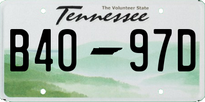TN license plate B4097D