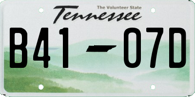 TN license plate B4107D