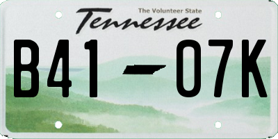 TN license plate B4107K