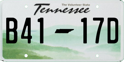 TN license plate B4117D