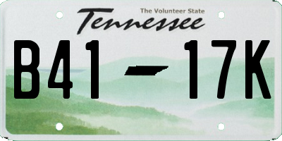 TN license plate B4117K