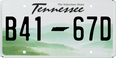 TN license plate B4167D