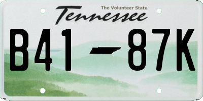 TN license plate B4187K