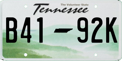 TN license plate B4192K