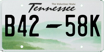TN license plate B4258K