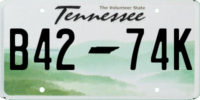 TN license plate B4274K