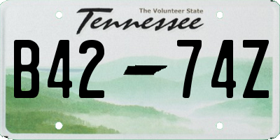 TN license plate B4274Z