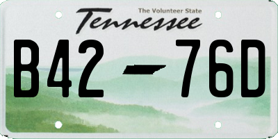 TN license plate B4276D