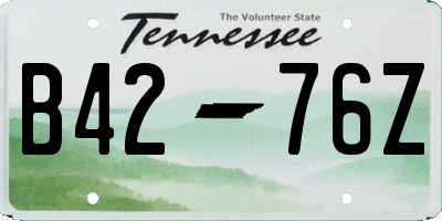 TN license plate B4276Z