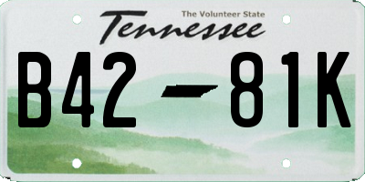 TN license plate B4281K